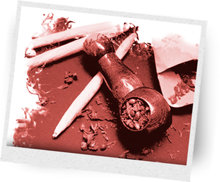 Cannabis pipe and joints.